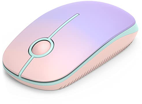 seenda Maus Kabellos, 2,4G Funkmaus mit 1600 DPI für PC/Laptop/MacBook/Linux, 3 Leise Tasten, Für Links- und Rechtshänder, 18 Monate Akkulaufzeit(Rosa & Lila)