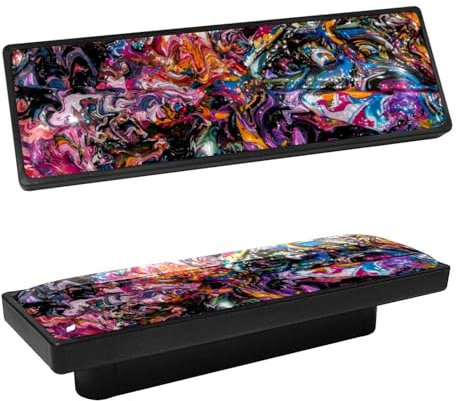 Lot de 4 boutons d'armoire rectangulaires motif kaléidoscope peinture à l'huile pour armoires de cuisine, commode, tiroir pour salle de bain