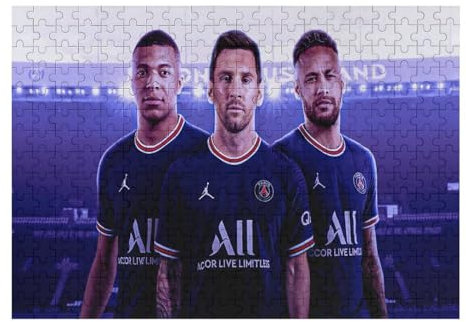 Messi Neymar Mbappe Erwachsene Puzzle 300 Teile Puzzle Soccer Player Wooden Puzzle Lernspielzeug Spiel Familiendekoration 300 PCS