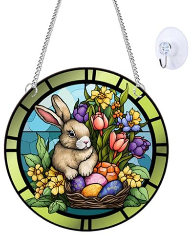 Acryl Osterhase Ornament Hängender Osterhase 2D Flach Osterhase Hängende Ornament Tragbare Frühling Kaninchen Ornament für Wohnzimmer Indoor Outdoor Haustür und Schlafzimmer