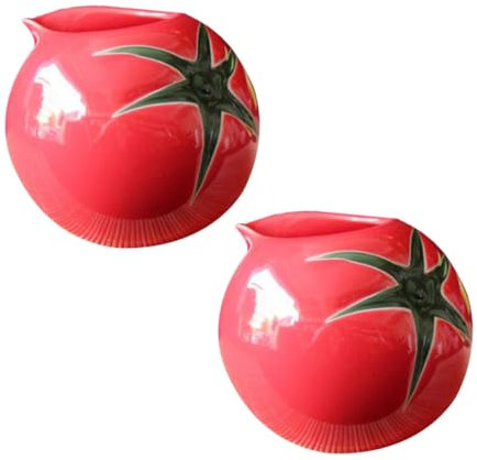 Alipis 2pezzi Brocche Latte in Ceramica Forma Di Pomodoro Stile Giapponese Contenitori Latte Decorativi Facili Da Pulire e Conservare Design Moderno Per Cucina