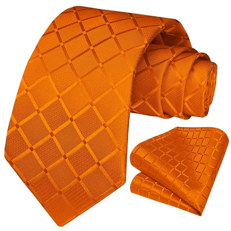OcioDual Krawatte Orange Krawatte Herren, Krawatten für Herren mit Einstecktuch, Tie, Elegant Set für Feiern, Events, Krawatten Damen, Hochzeitskrawatten, Geschäftsleute, Gravatas Hommes