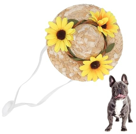 Chapeau Sombrero Pour Chien, Chapeau De Paille Pour Animaux De Compagnie, Casquette Sombrero Mexicaine Drôle, Décorations De Fête Pour Décorations De Fête D'anniversaire, casquette pour chien(S-Jaune)