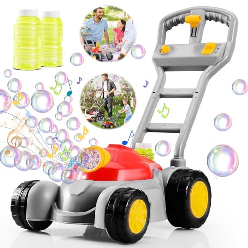 Sitodier Rasenmäher-Seifenblasenspielzeug für Kleinkinder, Seifenblasenmäher-Schiebespielzeug, Seifenblasenmacher-Spielzeug für draußen für Kleinkinder Kinder Jungen und Mädchen Geburtstagsgeschenke