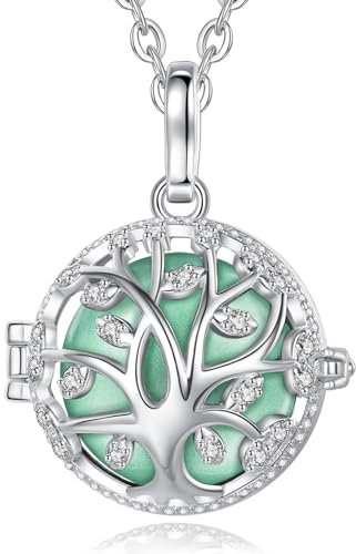 CELESTIA Schwangerschaft Klangkugel Engel Anrufer Kette Schutzengel Schmuck Baum des Lebens Versilbertes Kupfer Geschenk Schwangere Mama Werdende Mütter