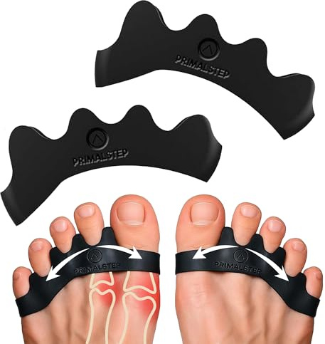 PrimalStep Toe Separators, Spreaders, Spacers, Straightener, Large | To Correct Toes for Men and Women, Bunion Corrector, Foot Pain, Plantar Fasciitis, Over 50% Thicker