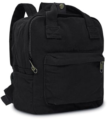 Boziee Klein Rucksack Damen Canvas/Cord Cityrucksack Rucksäcke Daypacks,Rucksackhandtaschen Kinderrucksäcke für Schule Travel Arbeit Damen Mädchen Teenager Unisex small size (Canvas, Black)