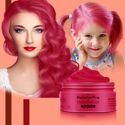 HaiolorPro Red Hair Colour Wax Temporary, Temporary Hair Dye for Kids, Hair Makeup Paint Wax for Parties or Cosplay, Hair Coloring Products No Messy