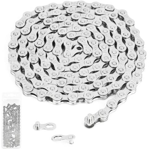 Fahrradkette 6/7/8-Gang,1/2 x 3/32 Zoll, Spezieller Stahl, Silber, fahrradkette nabenschaltung,für Rennrad, Mountainbike, Sportbike, langlebige Bicycle Chain, kompatibel mit verschiedenen Fahrradtypen