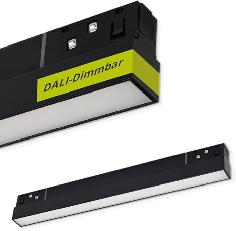 INNOVATE Sistema di binari a LED, nero, lineare, 30 cm, Dali, dimmerabile, per fase, 10 W, 48 V, per illuminazione da soffitto, colore nero, CRI90, 3000 K, 620 lm,