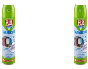 ZIG-ZAG Antitarme Forte, Spray Tarme Vestiti, Tarmicida, Efficacia immeditata, Salva Abiti, Non macchia, Presidio Medico Chirurgico, Bombola 300 ml (Confezione da 2)