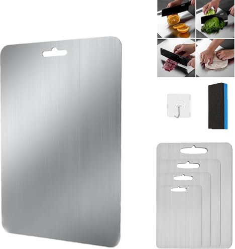 Yamato Titanium Cutting Board - Double Sided Medical-Grade Titanium Cutting Mat with Scratch-Resistant Knife-Friendly Surface (39 * 28CM/15.4 * 11in)