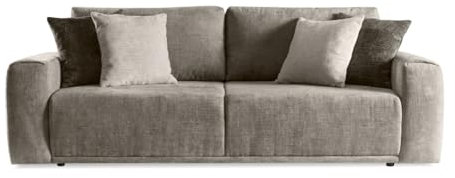 BETTSO - Schlafsofa mit Bettkasten - Couch mit Schlaffunktion - Klappsofa 250 cm breit, 118 cm tief - Große Liegefläche 160x200 - Sitz aus Wellenfeder & Schaumstoff - Boucle Polsterstoff - Grau