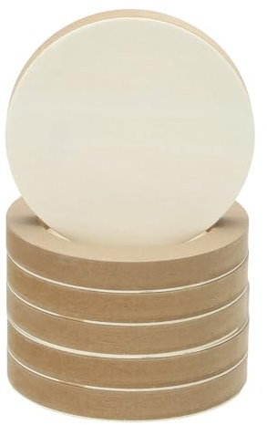 PATIKIL 6 Round Wood Canvas Panels, 6pcs Unfinished Wood Plaque Disc Circle Board for Craft Projects, Art Painting, Carving, Engraving, DIY