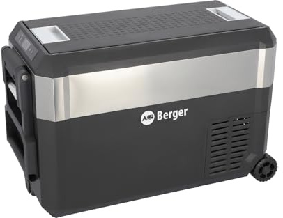 BERGER Tragbare Kompressor Kühlbox RMC 40 Liter | Elektrische Kühlbox ideal für Camping mit Elektronischer Anzeige | Leistungsstarke Kühlung 40 Liter, 12/24 V | Perfekt für Reisen & bei jedem Wetter