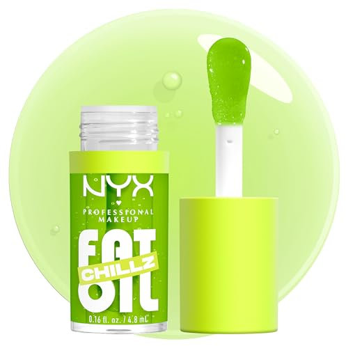 NYX Professional Makeup Fat Oil Chillz, Kiwi Freezie – eisig schimmernder Lipgloss mit kühlendem Effekt auf den Lippen, 4.8 ml