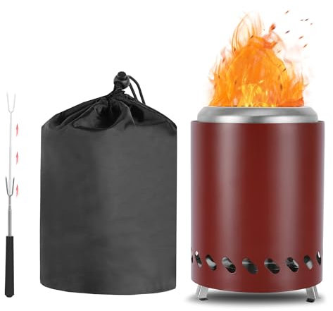 CAMPORG Mini braciere da giardino 14 cm x 20 cm H, ideale per barbecue o cucinare, braciere portatile per esterni, rosso