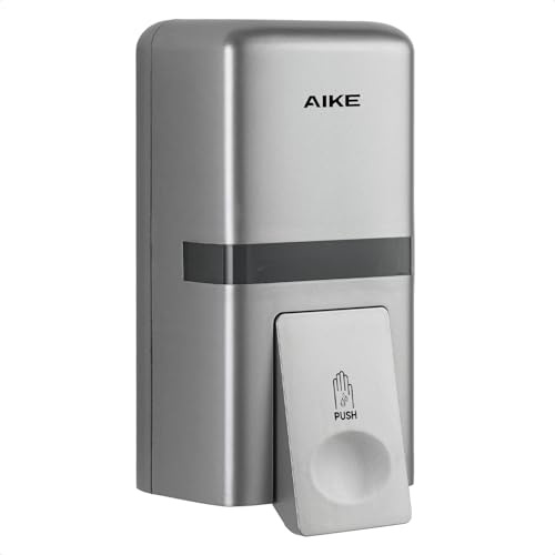 AIKE AK1008 Seifenspender Wandbefestigung Ohne Bohren für den öffentlichen | Doppelte Installationsmöglichkeit, 800 ml Fassungsvermögen, transparentes Fensterdesign, ABS Kunststoffmaterial, Badezimmer