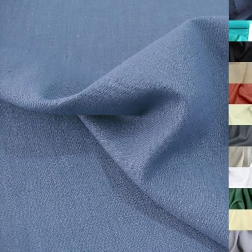 TOLKO 50cm Leinenstoff Meterware natur Leinentuch für Kleider Hose Rock Bluse Hemd Vorhänge Gardinen Kissen Bettwäsche | 140cm breit | Stoffe zum Nähen Meterware Leinen Stoff kaufen (Tauben Blau)