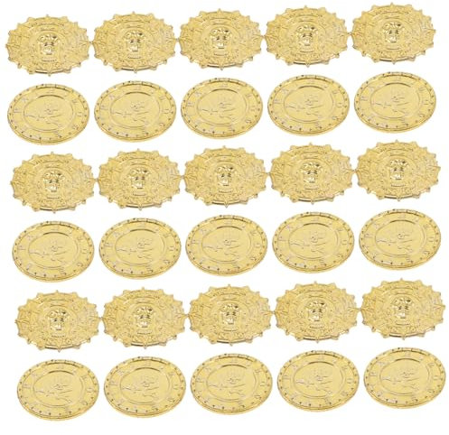 SUPVOX 100 Pezzi Monete Dorate Dei Pirati in Plastica Giocattoli Per Feste Carnevale