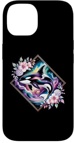 Orca mit lustiger floraler Grafik für Sommermädchen Sealife Hülle für iPhone 14