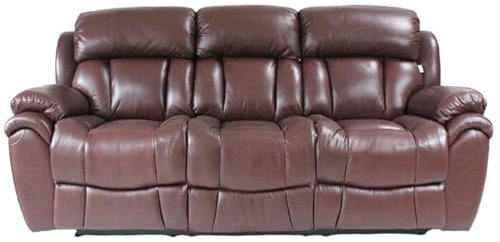 Bostonsofa 3-Sitzer Leder Relaxsofa - Bequeme Couch mit Zero Wall Funktion - Premium Wohnzimmersofa, hoher Komfort - 218x96x101cm - Burgunderrot