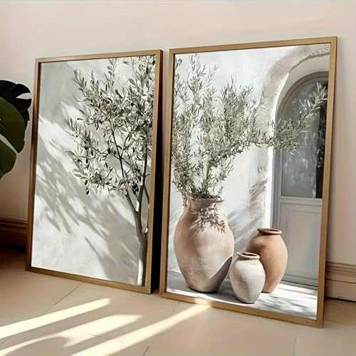 GLWDME Vintage Mediterranean Style Olive Tree Canvas Wall Art, Bedroom Pictures, Posters and Prints, Wall Painting for Living Room（without frame）