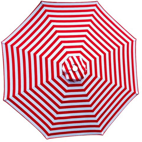 Toile de rechange pour parasol d'extérieur, Auvent De Remplacement Pour Parasol 6/8 baleines, Housse De Rechange pour Parapluie de table, de jardin, toile seulement(Rouge et blanc,270cm-6Ribs)