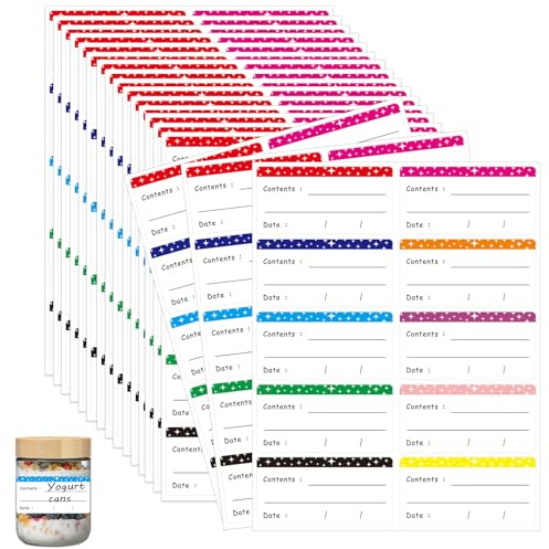 600 Stück Gefrieretiketten Selbstklebend, Bunte Tiefkühletiketten | Klebeetiketten Gefrieretiketten zum Beschriften Ablösbare Etiketten für Gefrierdosen Gläser Küche (60x30mm)