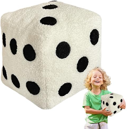 Gcroet Y2K Pillows 8x8 Inch, Grunge Style Dice Throw Pillow for Bedroom Decor, Soft Plush Cube Cushion for Teens Gaming Setup, White