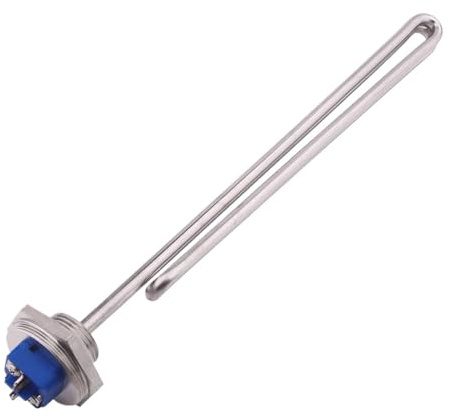 KIAOPU Electric Water Heater DN25 1 BSP Immersion Heating Element for Brewing 230v 3500w 240v 2400w SUS304(Gray,240V 2400W_with Cap)(Silver,240V 2400W-WITH BAKELITE COVER)