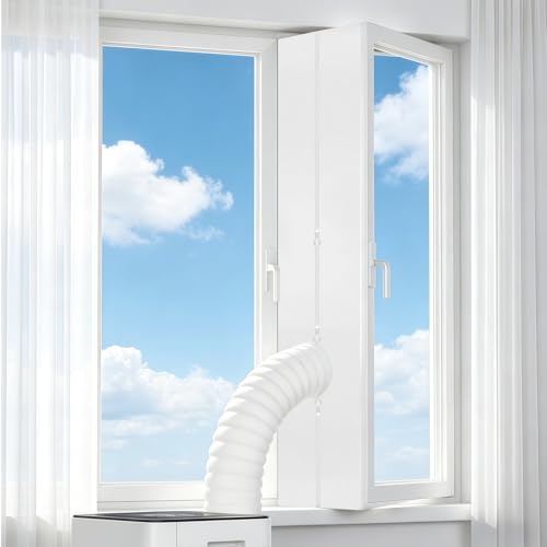 400 CM Guarnizione Finestra Condizionatore Portatile | Anti-Zanzare Efficace, Trattiene Il Freddo | Con Fascette e Nastro Magico InclusiCompatibile con Tutti I Condizionatori Mobili