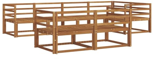 vidaXL Outdoor-Sofagarnitur 7 pcs Natur Massivholz Akazie, Sofa-Set aus Akazienholz, wetterfeste modulare Gartenmöbel, Outdoor Lounge, Flexibles Sectional-Sitzarrangement