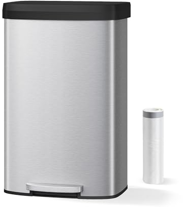 Poubelle De Cuisine En Acier Inoxydable De Grande Capacité (21 Gallons/80 l) - Pédale - Couvercle En Plastique à Fermeture Douce - Anti-Odeurs, Avec Rebord Doublé, Poignée Arrière, Sans Bac Intérieur