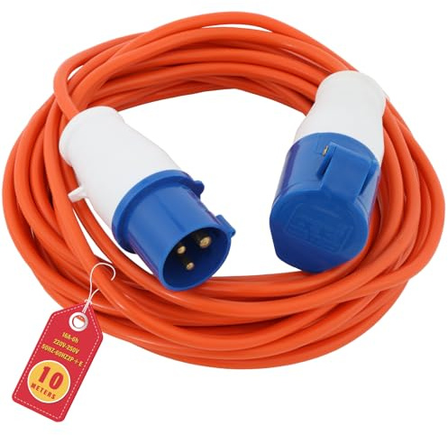10M Heavy Duty Caravan Hook Up Cable,16 Amp Cable 240V Camping Extension Lead,IP44 Waterproof Orange Lead,for Campervans & Motorhomes' Everyday Use