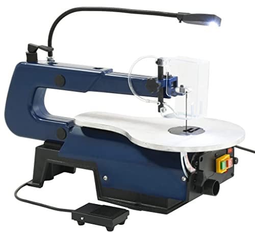 vidaXL Scie à Chantourner Electrique avec Pédale et Lampe LED Outils de Bricolage Découpe Travaux de Coupe Meulage Polissage Atelier 125 W