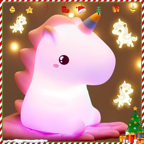 Unicorn Kids Night Light - 16 Colors, Silicone, Dimmable, Rechargeable, Portable for Kids Room Gifts