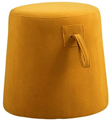 0℃ Outdoor Runder Samt Pouf Ø 40 cm, Zylinderförmiger Samthocker, Samthocker für Schminktisch, Fußhocker aus Samt, Eleganter Polsterhocker, Modern, Pouf aus Couch Hocker, Bis 150kg Belastbar,Gelb