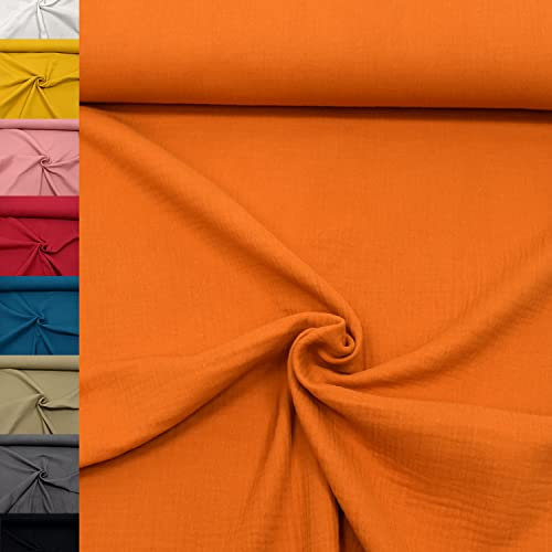 MAGAM-Stoffe Greta Musselin Stoff Double Gauze uni Oeko-Tex Meterware 50cm (06. Terracotta)