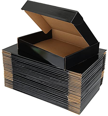 ASelected Versandkartons, Wellpappe, 280 x 230 x 50 mm, Geschenkboxen zum Verpacken, für Versand, Kleinunternehmen, Schwarz, 30 Stück