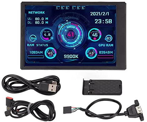 Schermo del pannello del sensore PC 3. versione mini schermo IPS USB Monitor della temperatura del computer AIDA64 PC CPU RAM Monitor dati Temperatura del pannello del sensore PC, 3.5 pollici,