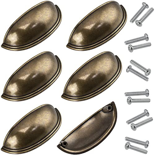 AERZETIX - C64382-6er-Set Möbelgriffe achsabstand 64 mm - für tür schrank wandschrank schublade einrichtung dekoration küche wohnzimmer montage - aus metall - farbe gold antik