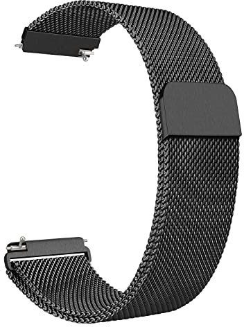 Mugust Correa para 20mm Reloj Inteligente Smartwatch,Liberación Rápida de Metal Acero Inoxidable de Magnético Imán Pulseras de Repuesto para 20mm Reloj para Hombre y Mujer(Negro)
