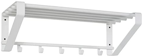 Home4You Wandgarderobe - Weiß - Metall - 65 x 20 cm - mit Hutablage
