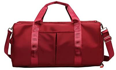 CORIOS Nylon Reisetaschen Duffle Bag Sporttasche Fitnesstasche Schwimmtasche für Herren/Damen Faltbare Weekender Übernachtung Tasche Trainingstasche Kabinenreisetasche Handgepäck mit Schuhfach Rot