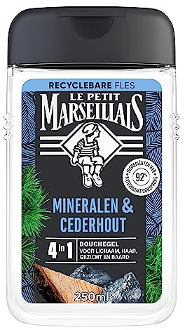 Le Petit Marseillais 4in1 Duschgel mit Mineralien und Zedernholz, erfrischender Effekt und pH-neutral für die Haut, 12x250 ml