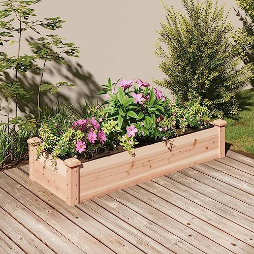 LAPOOH Hochbeet mit Einsatz 120x45x25 cm Massivholz Tanne, Palettenrahmen, Hochteich, Gemüsebeet, Kräuterregal Balkon, Blumenbeet, Kräuterspirale, Tomatenbeet, Pflanzhochbeet