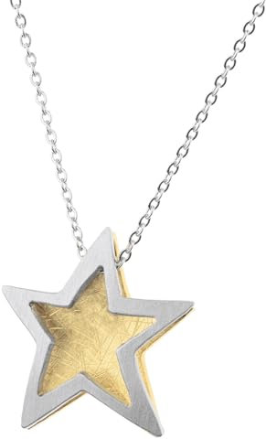 Ernstes Design Collier Halskette K838 Stern vergoldet Edelstahl Spiegelankerkette