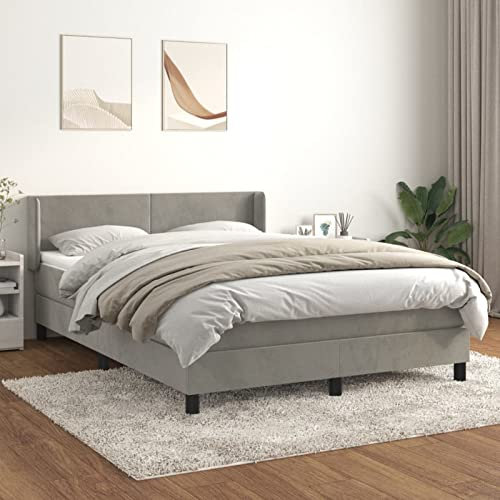 GuyAna Boxspringbett mit Matratze Hellgrau 140x200 cm Bett Boxspringbett Bett Mit Matratze Bettgestel Boxspringbetten Samt 3130841