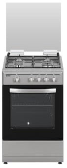 Svan Cocina de Butano con Horno 55 Litros Inox SKG4500X - 4 Zonas de Cocinado, Horno con Grill, Kit Conversión Gas Natural, Acabado en Acero Inox